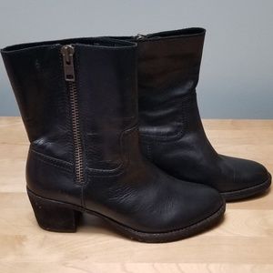 LANDS END | BLACK BOOTS BRASS SIDE ZIP, SZ 9B